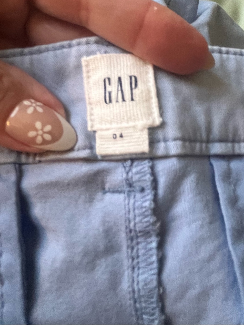 Coastal Grandma Light Blue Cotton Shorts 4 Mid Rise Casual Preppy Summer Capsule - Picture 4 of 6